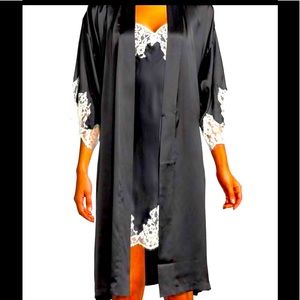 LISE CHARMEL  LACE TRIM SILK BLEND ROBE